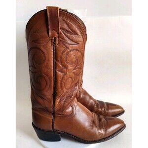 Acme Cowboy‎ Boots Mens Size 8 D Vintage Tan Leather Western Rodeo USA Made Farm